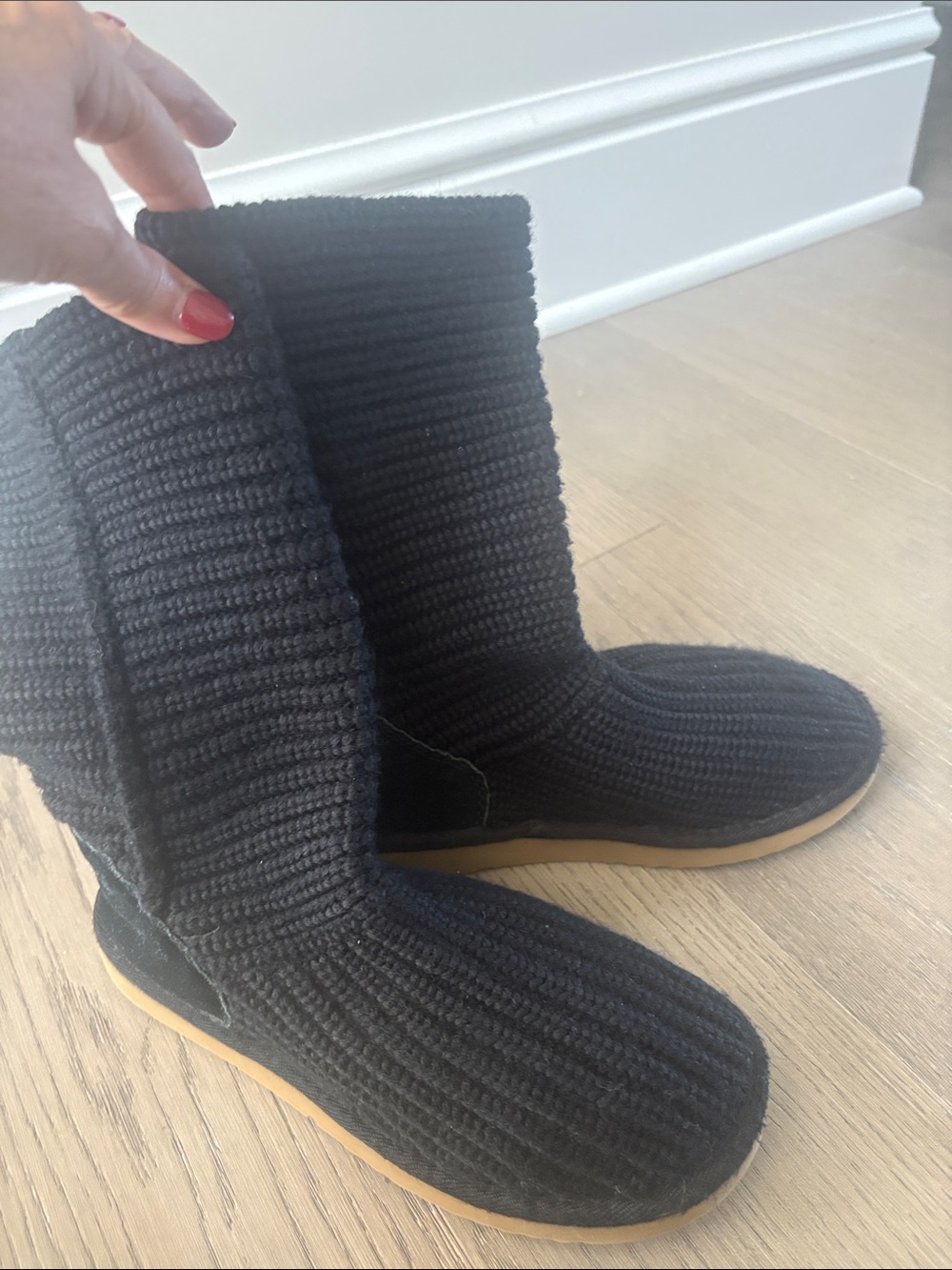 UGG Australia Classic Cardy Black Knit Sweater Boots Women's Size 7